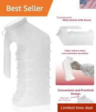 Versatile Male Urinal with Attached Cover - Odor Shielding & Easy Measurement