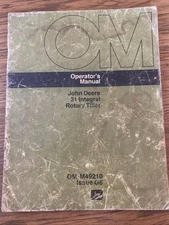 John Deere 31 Integral Rotary Tiller OM-M49210 Operator's Manual Book