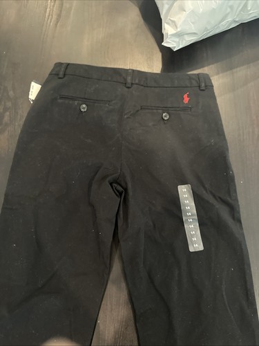 POLO RALPH LAUREN Straight Fit Flex Abrasion Twill Pant Basic Black Size 14 NEW - Picture 3 of 6