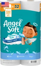 Toilet Paper with Fresh Linen Scented Tube, 8 Mega Rolls = 32 Regular Rolls, Sof