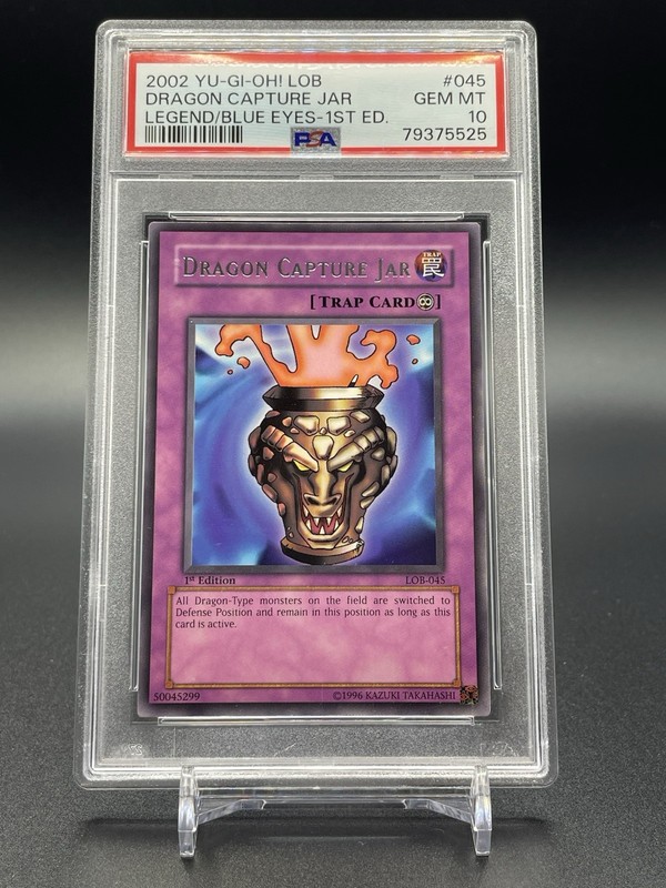 Yugioh Dragon Capture Jar - LOB-045 1st Edition English 2002 Rare Card PSA 10