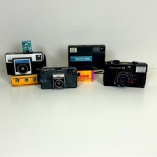 4 Vintage Film Camera Lot  Accessories Kodak Konica