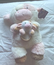 HTF EXCLUSIVE Cute Pink Spotted Cow w/ Baby Cow Rattle Plush Stuffed Animal Toy