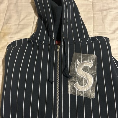 新品 M Supreme S Logo Zip Up Hooded Stripe Supreme S Logo Zip Up Hooded Sweatshirt (FW24) Light Olive Men's