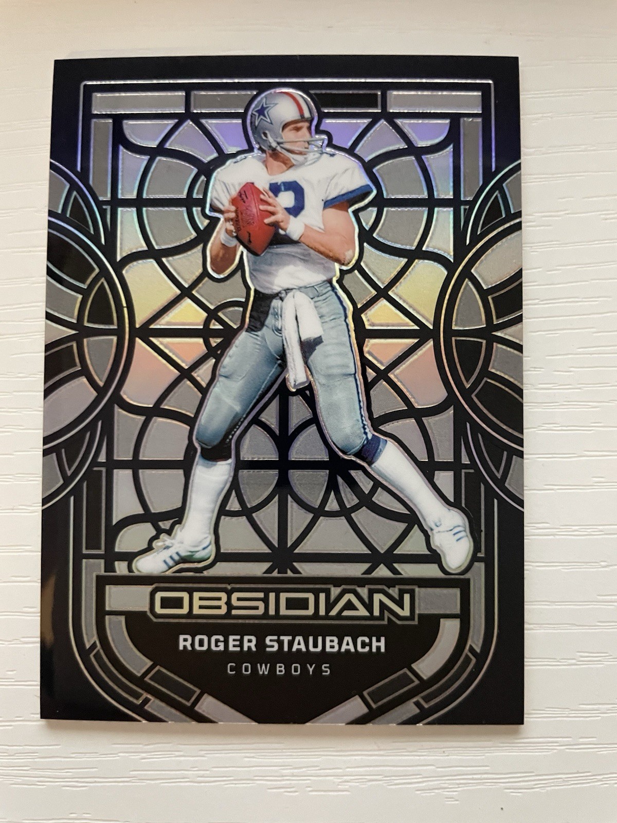 2024 Obsidian Roger Staubach #1 Black Stained Glass Case Hit Cowboys