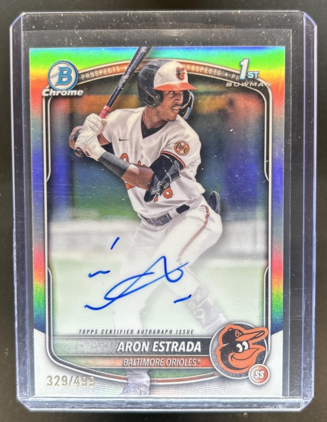 2025 Bowman Aron Estrada Chrome Auto Refractor 1st Prospect #/499 Orioles