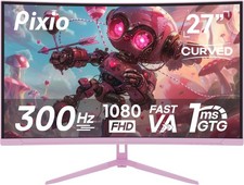 Pixio PXC279 Wave Pink 27" 300Hz Refresh Rate FHD 1080p Resolution 1650R Curved