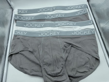 NEW MENS JOCKEY 4 PACK 60 COTTON 40 POLY BRIEFS SIZE XLARGE WHITE / GREY