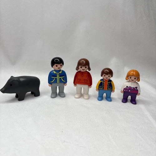Vtg Playmobil Junior 123 Character FAMILY Mom Dad Girl Boy Lot Figures +Bonus