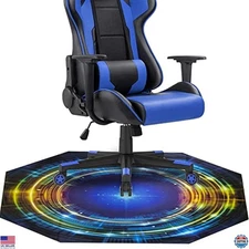 USTIDE Extra-Large 51x51 Octagon Gaming Chair Mat - Nonslip Rubber, Washable