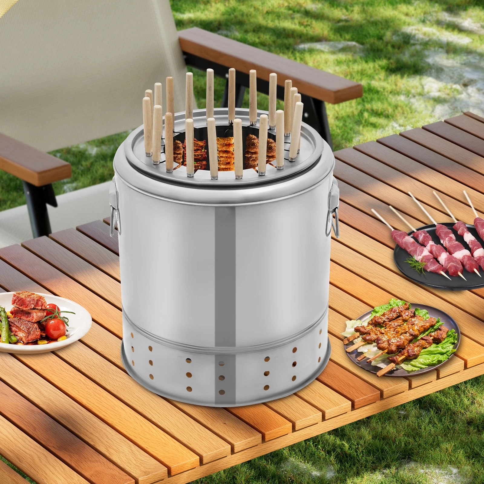 20 Skewers Camping BBQ Grill Portable Barbecue Outdoor Charcoal Barrel Grill
Opens in a new window o