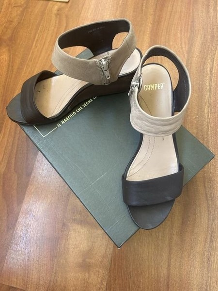 Women Camper Heels Beige Leather 38