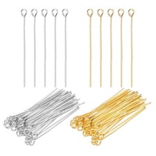 1.6 Inch Eye Pins, Jewelry Making Headpins-400Pcs Silver Gold