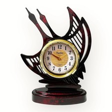 Vintage Papillon Table Clock Faux Tortoise Shell Crane Japan Retro 70s