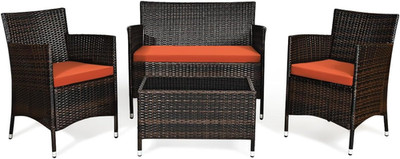 4-Piece Rattan Patio Set, Outdoor/Indoor Wicker Conversation Set for Pool, Backy
