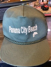 VTG Panama City Beach Hat Cap Snapback Green, Rope, dolphin, excellent condition