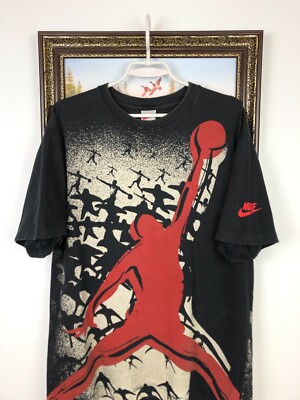 Vintage 90's Nike Flying Jordan All Over Print Air Shirt Mens Tee