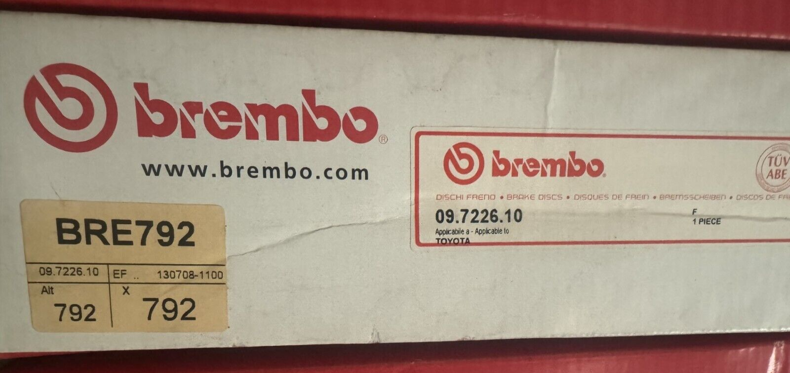 BREMBO Front Disc Brake Disc BRE792 (09.7226.10) for TOYOTA