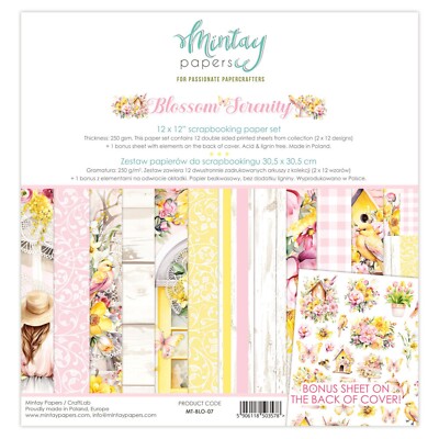 Mintay Blossom Serenity 12'' x 12'' Scrapbooking Double Sided Paper Set Floral