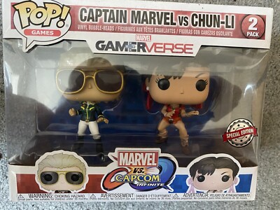 Funko Pop Games Vinyl Wackelköpfe Marvel Captain Marvel vs Chun - Li 2 Stück