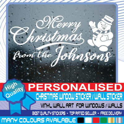 Personalisierte Weihnachten Fenster Aufkleber Wandtattoo Merry XMAS Home Shop Deko