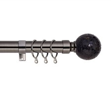 Extendable Metal Curtain Pole Includes Superior 60mm Finials, Rings & Fittings