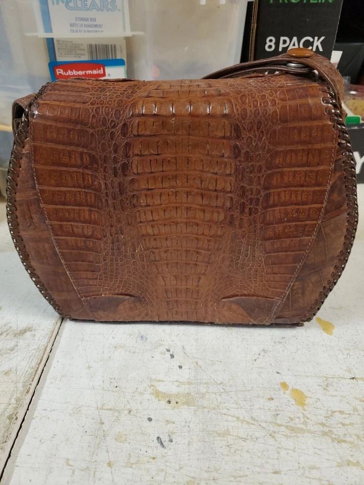 Bolso/cartera vintage de cocodrilo genuino hecho a mano  Foto 3 de 4