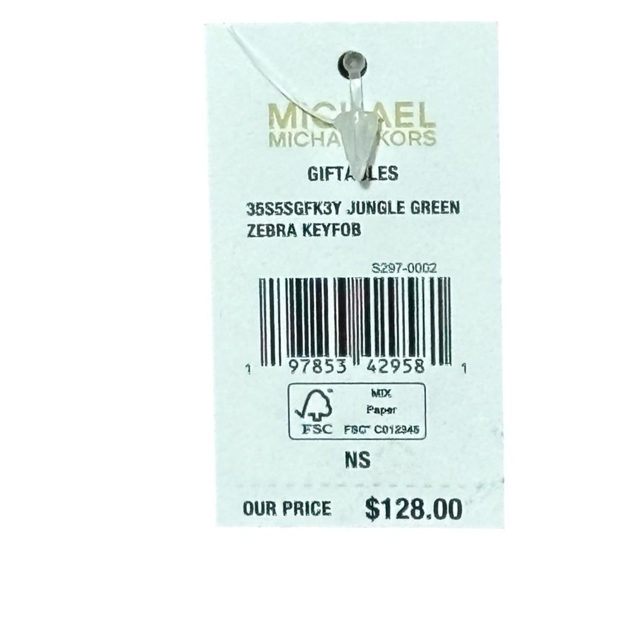 NWT MICHAEL KORS Jungle Green Zebra vegan Leather Bag Charm
