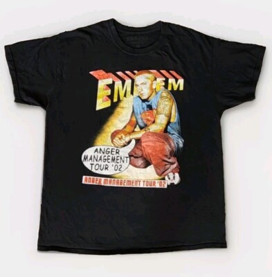 Vtg Eminem Anger Management Tour 2002 Graphic Rap Tee Black T