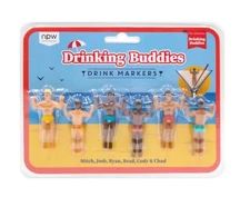 Drinking Buddies Cocktail/Wine Glass Charm Markers (6) SO FUN!Factory Sealed