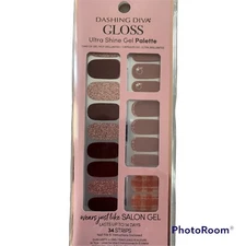 Dashing Diva Gloss Ultra Shine Gel Palette 34 Nail Strips GS133 Center Stage