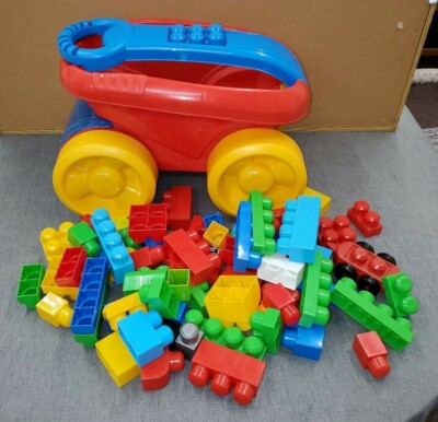Mega Bloks 60 Plus Piece Set Plus Wagon Filled Plastic Blocks For Kids
