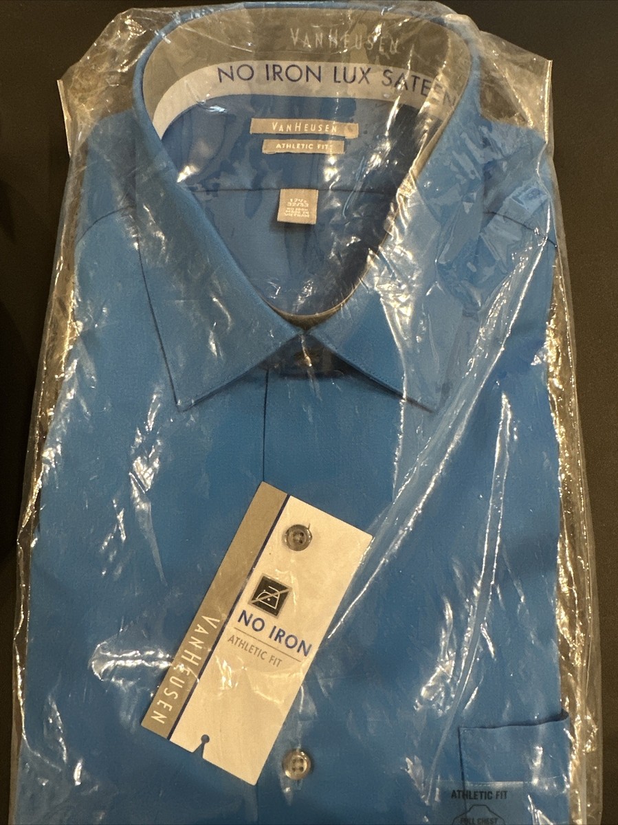 Van Heusen Mens Dress Shirt Athletic-Fit Long Sleeve Lux Sateen No