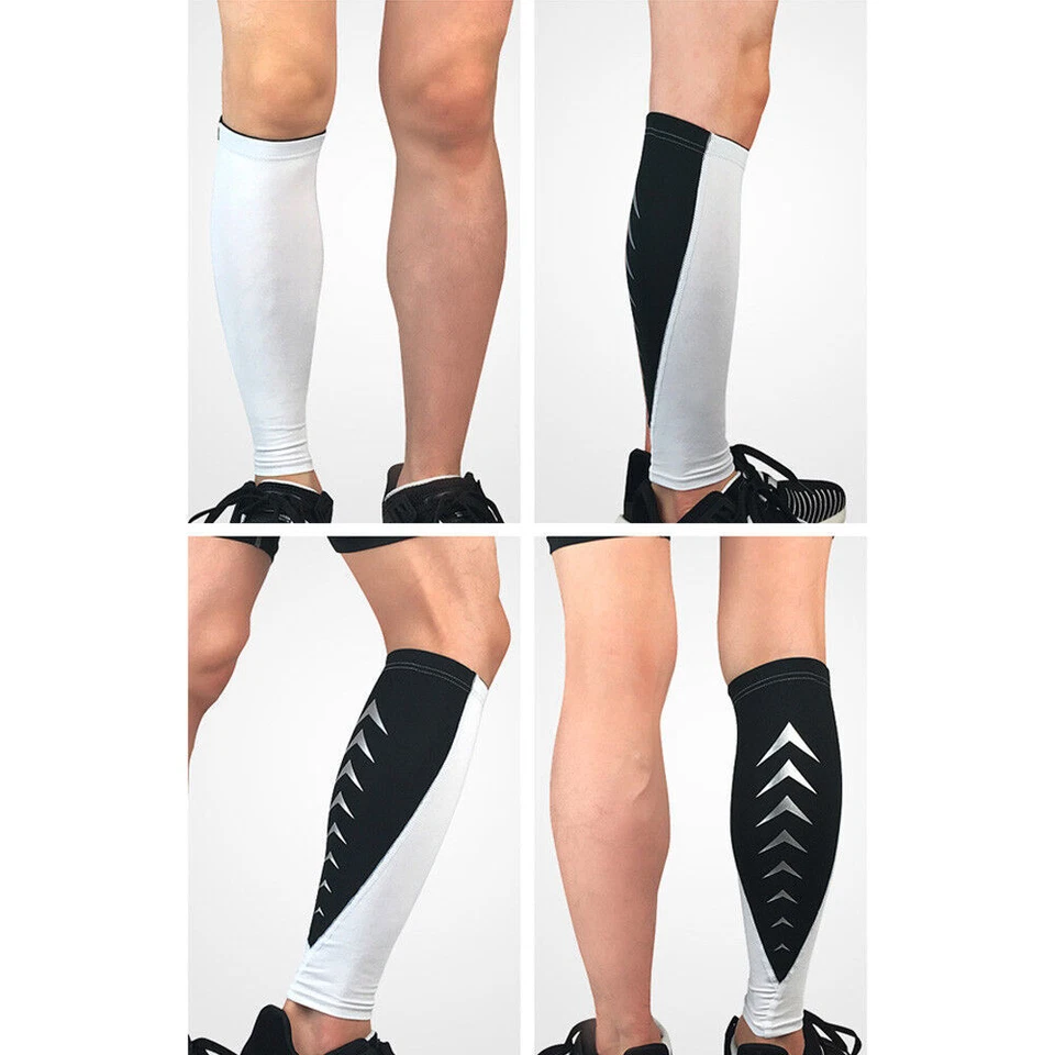 Men's Striped Leg Socks Sleeve Calf Support Fitness Cycling Sports Protection - Image 4 of 4