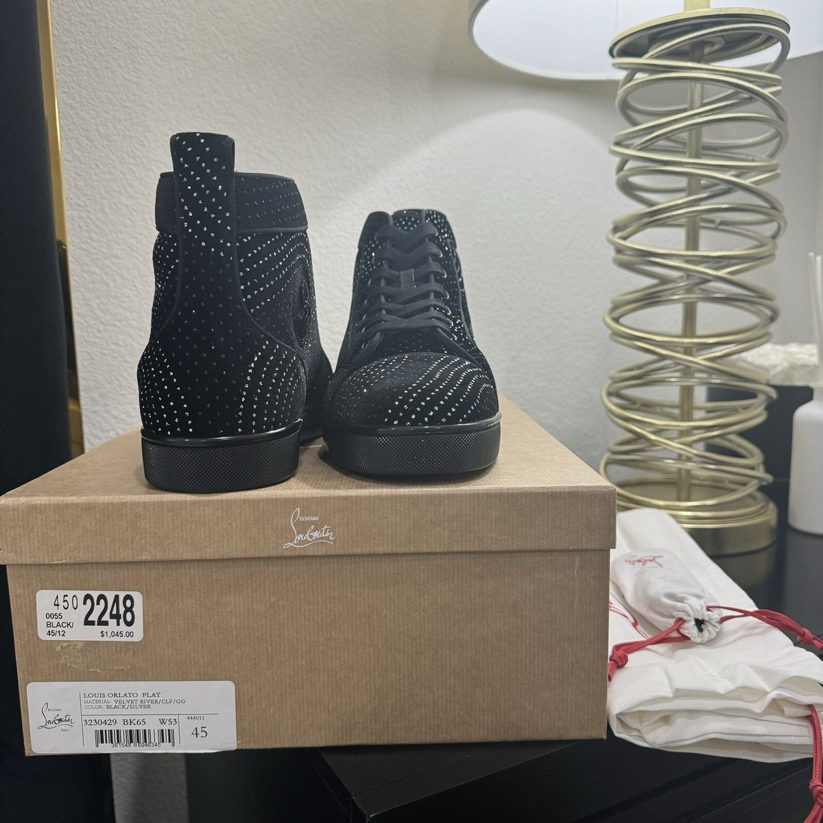 Christian Louboutin Louis Orlato High-Top Black/Silver 45 | eBay