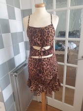 Womens Brown Leopard Print PrettyLittleThing Strappy Bodycon Dress - Size 8 UK