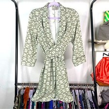 ASOS DESIGN Tall Green Monogram Print Ruched Sleeve Mini Tux Dress