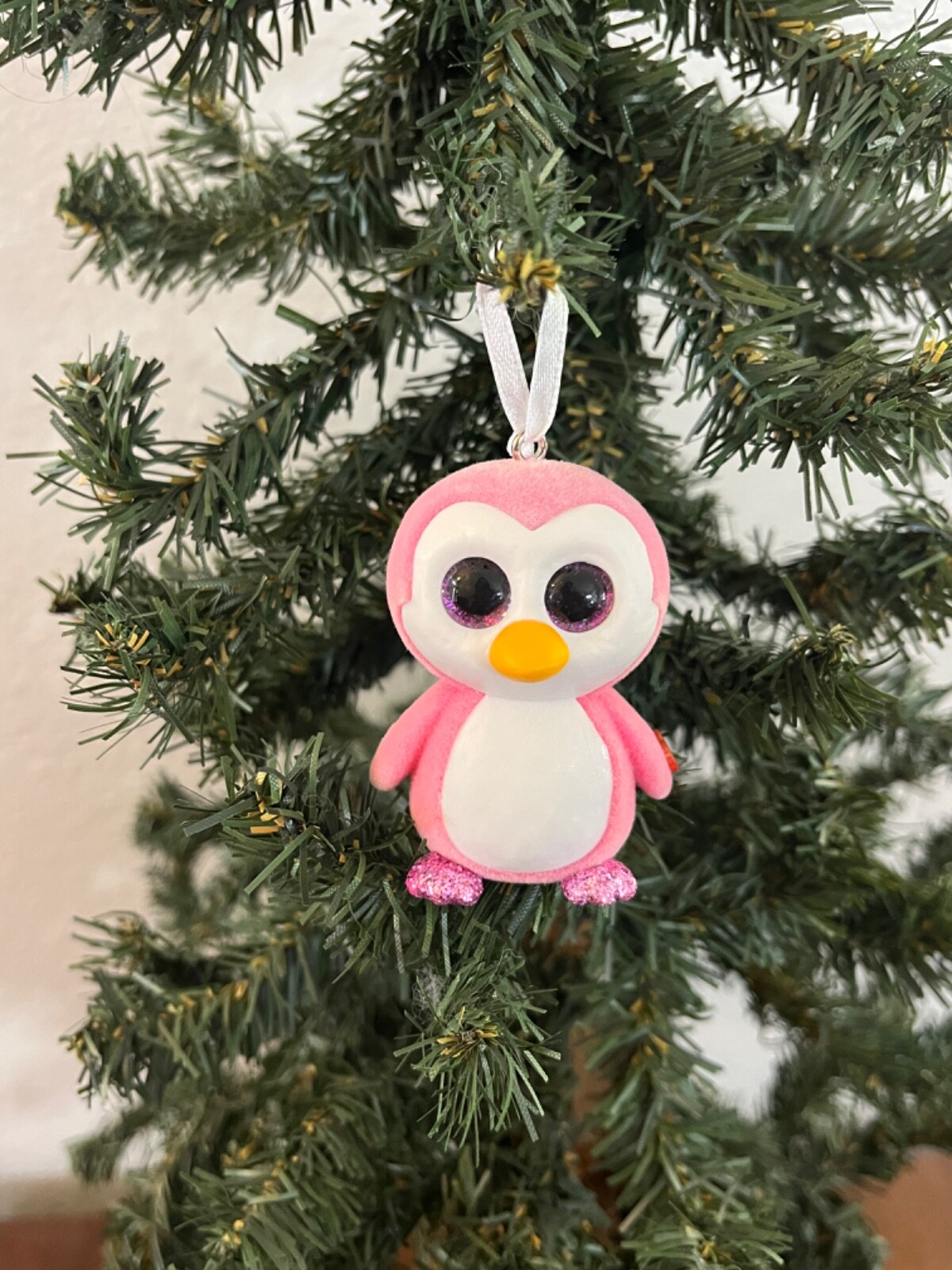 Pink Velvet Penguin Beanie Boos Christmas Ornament-image