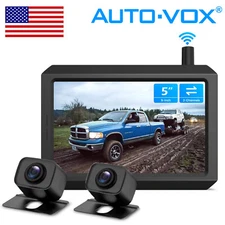AUTO-VOX W7PRO Wireless Backup Camera System + 5'' Monitor + 2 Rear View Cameras
