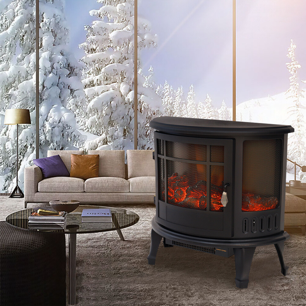 Electric Fireplace Panoramic Fire Flame Heater Log Burning Effect Stove  Surround | eBay