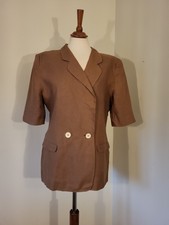 Les Copains Brown Linen Summer Short-sleeved Jacket
