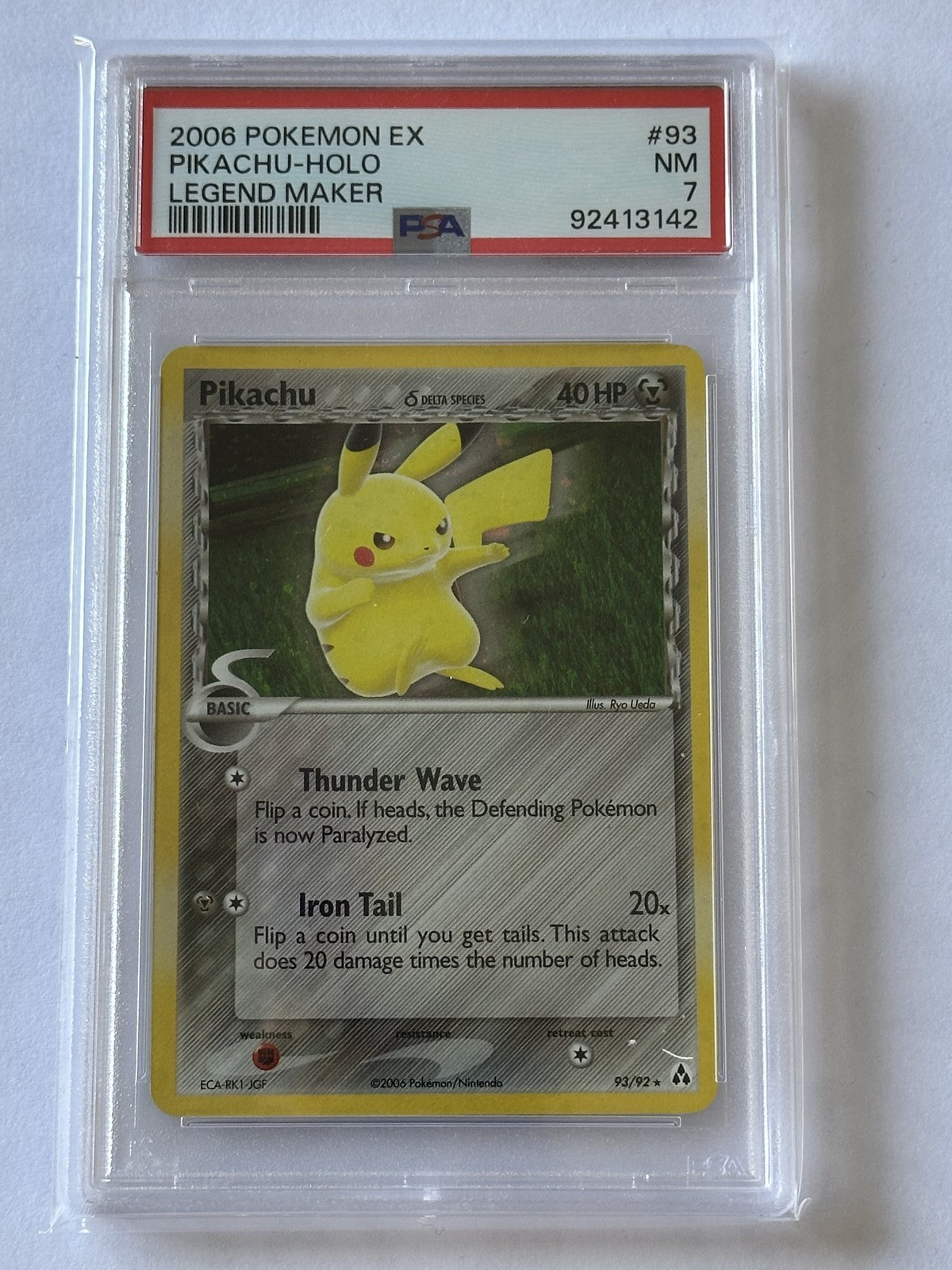 2006 Pokemon EX Legend Maker - Pikachu Holo #93 PSA 7 NM