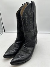 Justin USA Made Mens 8.5D Black Leather Western Cowboy Boots 2040