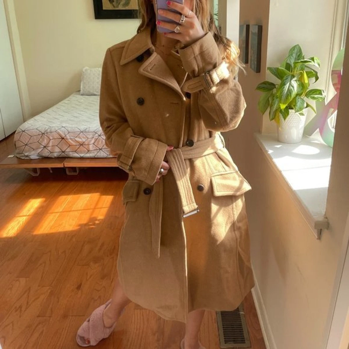 Dries Van Noten Tan Double-Breasted Coat