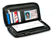 RFID Blocking Leather 2 Zip Wallet for Women Credit Card Holder Accordion Organi