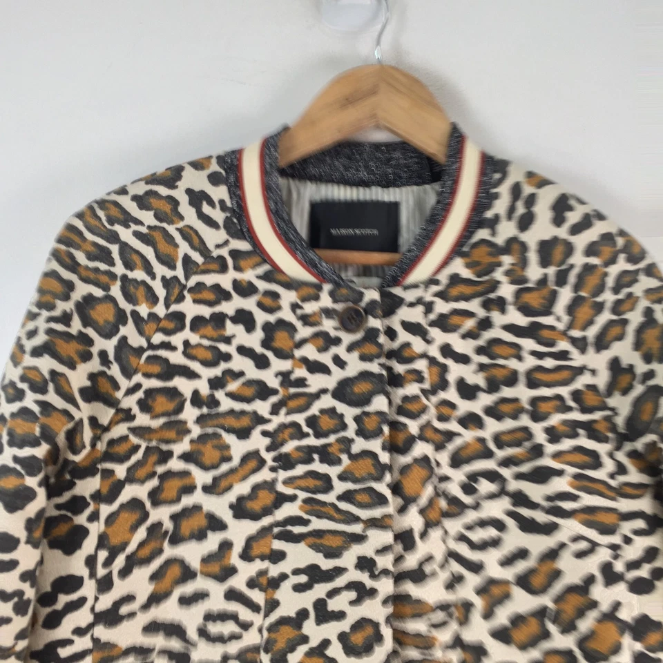 Abrigo mujer Maison Scotch talla 1 aus 10 beige leopardo manga larga algodón 105382 Foto 2 de 4