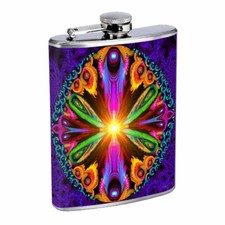 Chakra Art Em34 8oz Stainless Steel Flask Drinking Whiskey Liquor