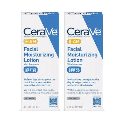 2 Pack CeraVe AM Facial Moisturizing Lotion 3 fl oz NEW IN BOX - Free Shipping