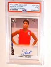 PSA 9 - JOSH MINOTT #/15 Auto - 2021 Leaf Memories 1990 BLACK Joshua 1st-Year RC