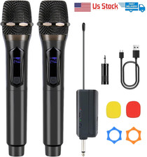 2PCS Wireless VHF Professional Microphone Handheld Mic System Karaoke w/Receiver